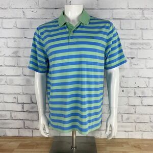 Southern Tide Shirt Men's Large Polo Short Sleeve‎ Blue Striped Performance SLIM